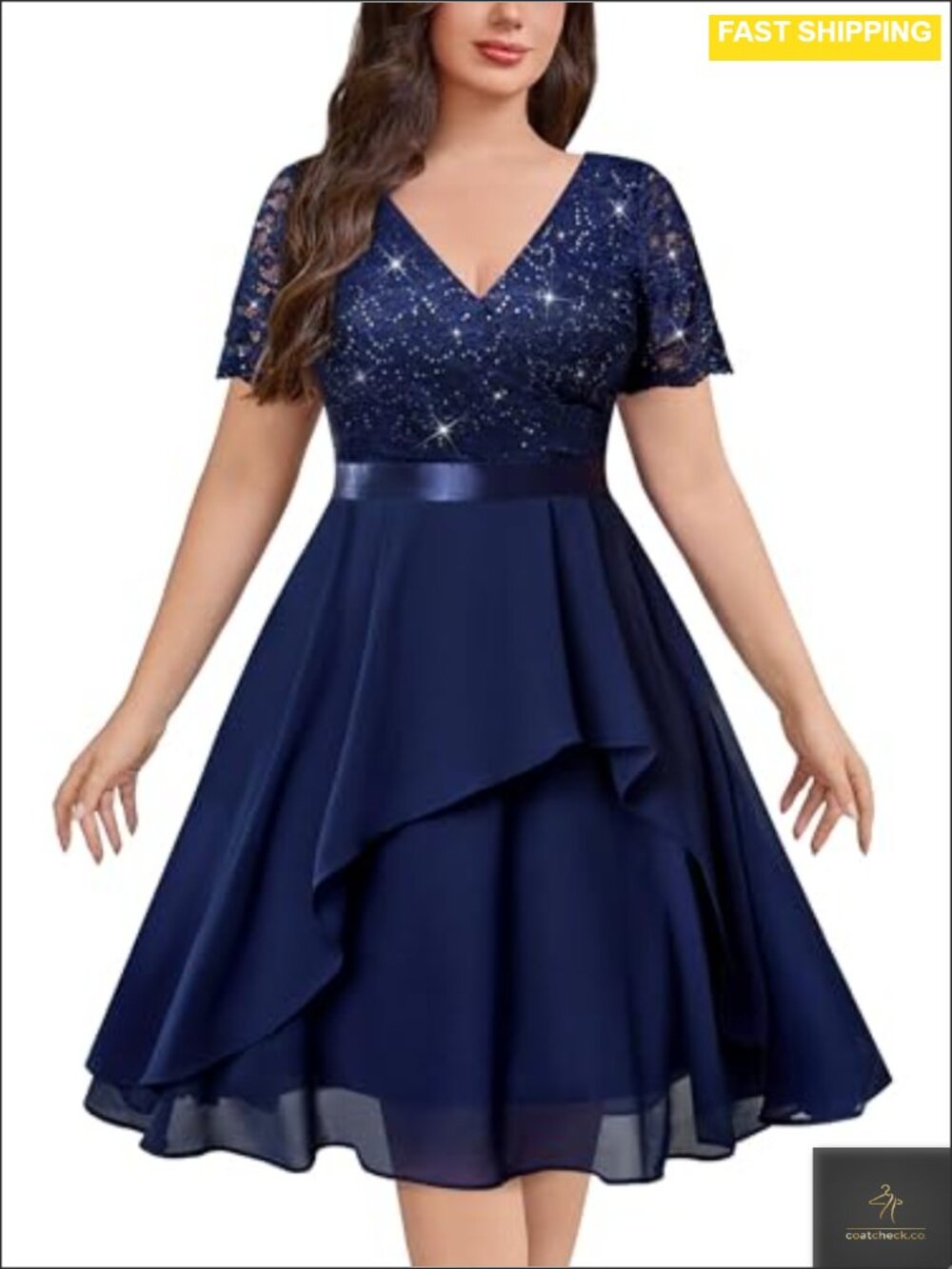 Plus Sequin Lace Midi Dress Wedding Guest Cocktail Party
